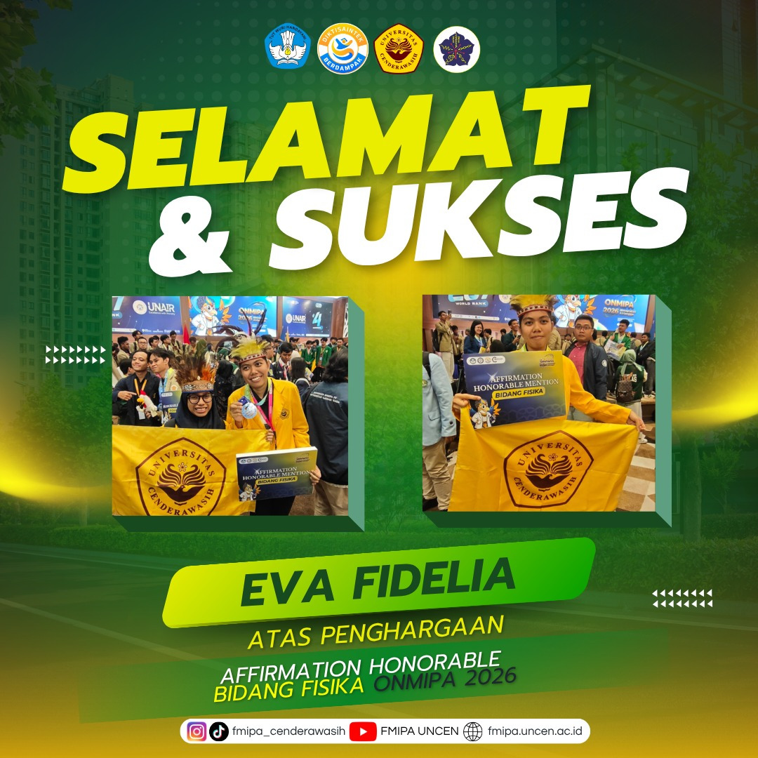Mahasiswa Fisika meraih Affirmation Honorable Bidang Fisika ONMIPA-PT 2026.